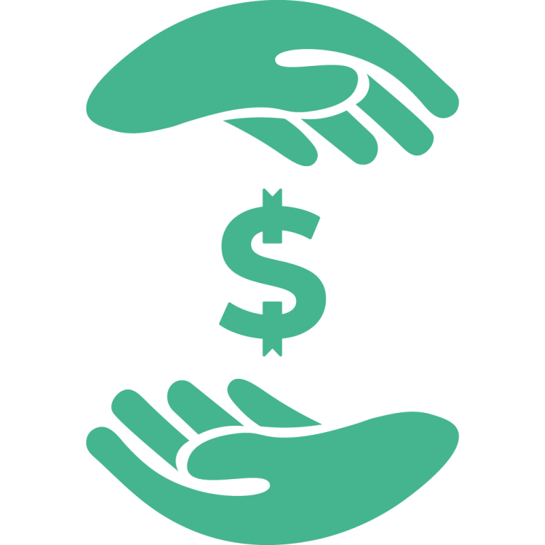 Zwei Hände umschließen ein Dollarzeichen, symbolisieren Schutz und finanzielle Unterstützung.